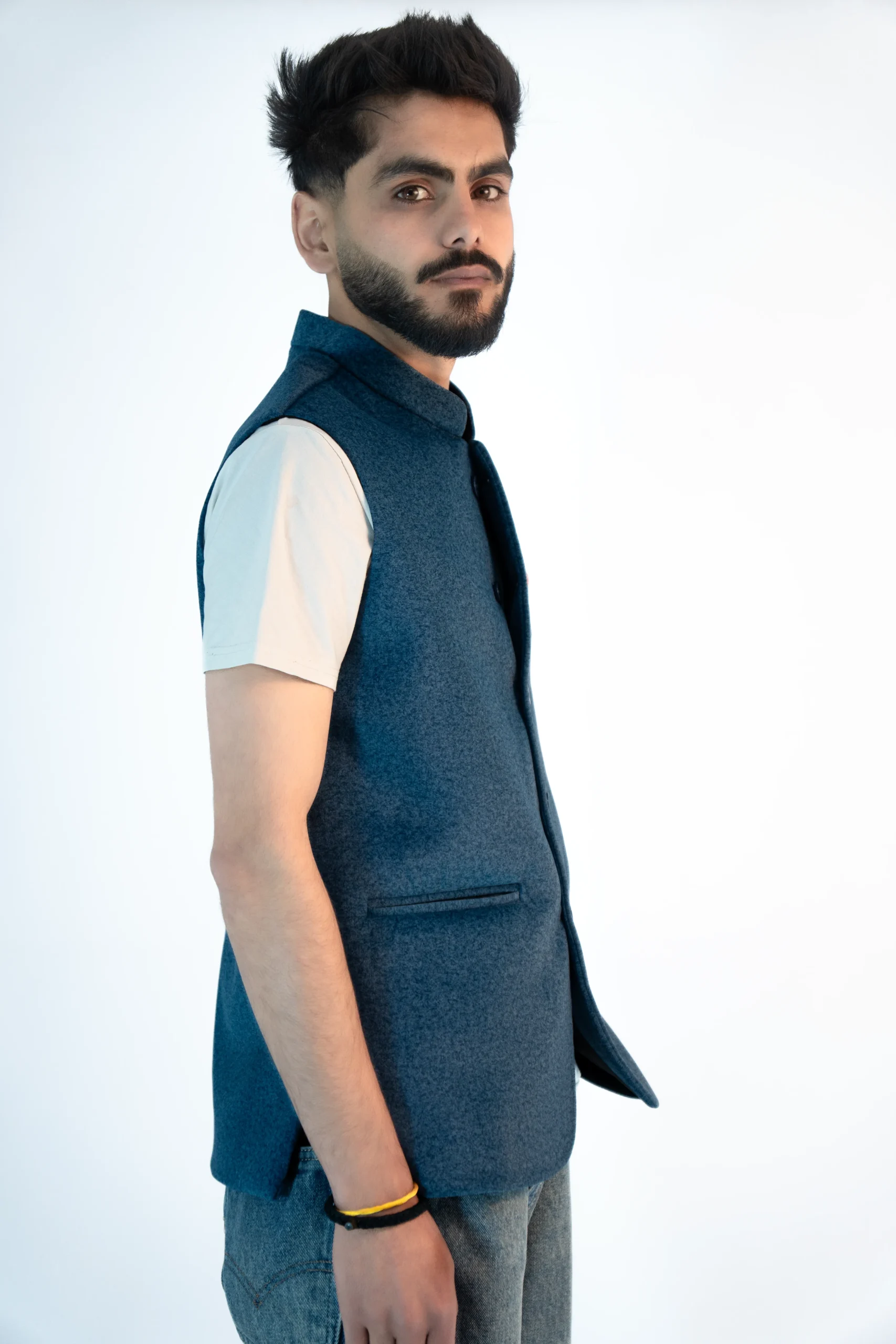 Men’s Classic Himachali Sadri – Teal Ocean-4