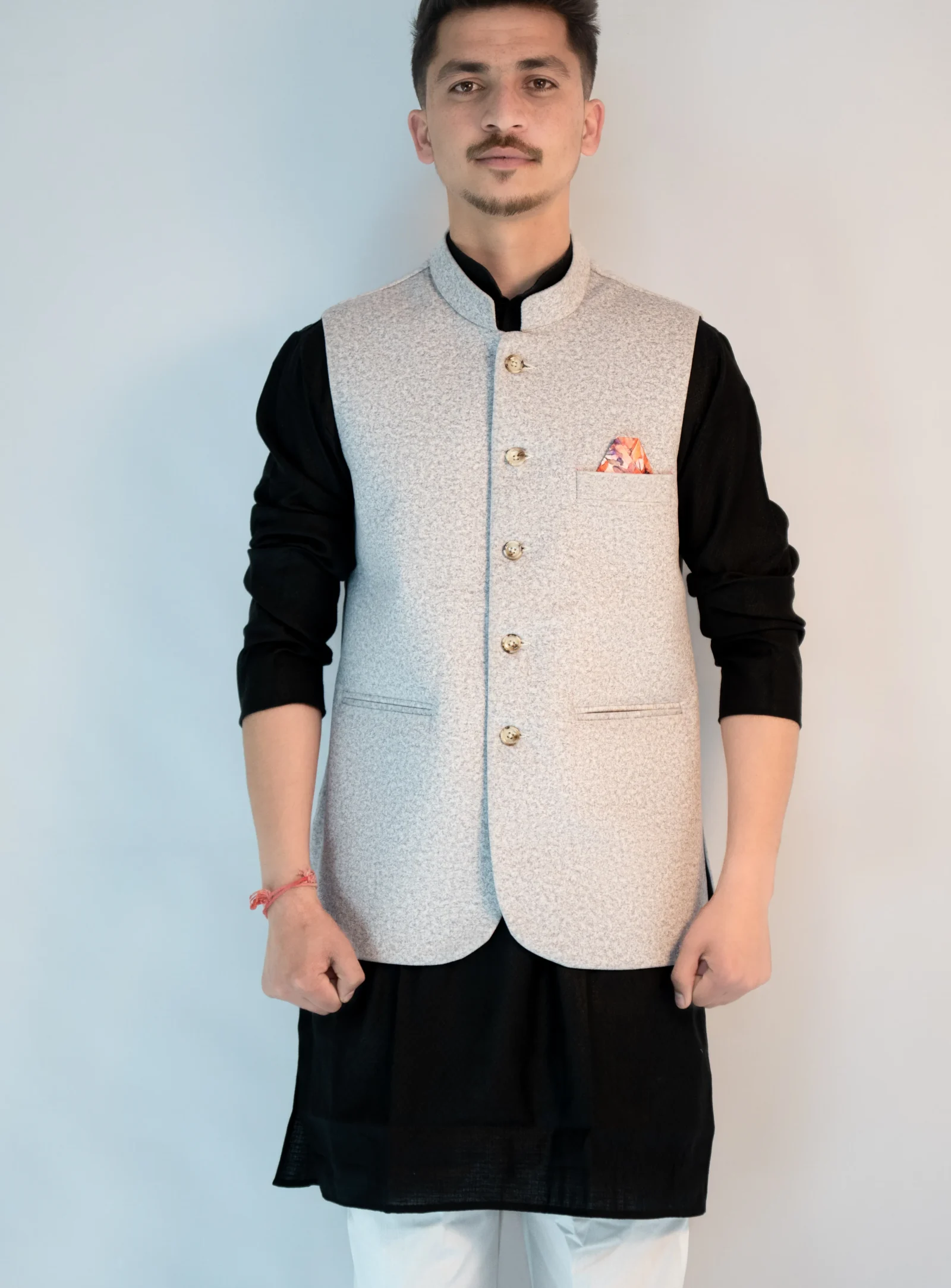 Men's Classic Pahadi Sadri – Ivory Cream