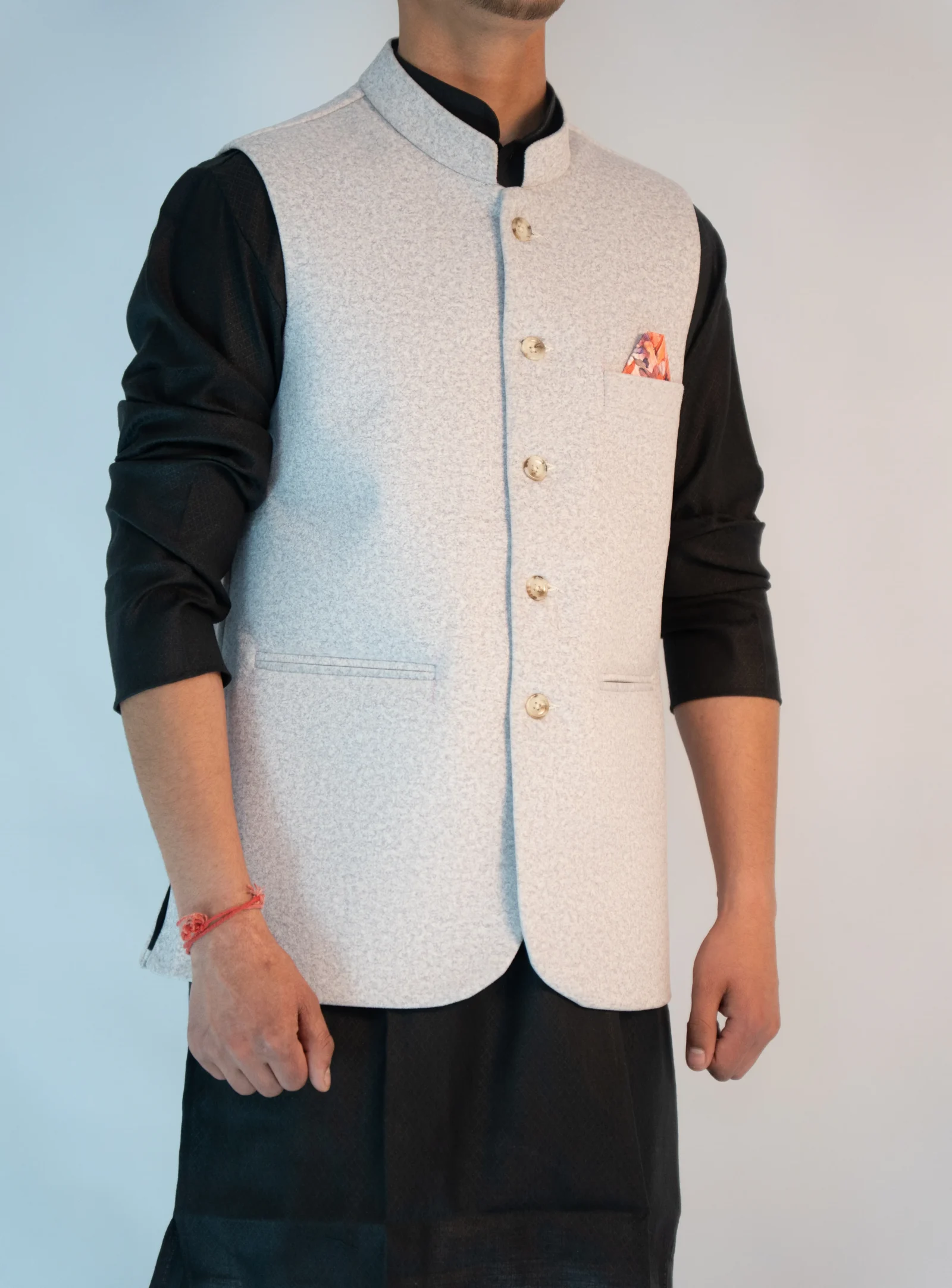 Men's Classic Pahadi Sadri – Ivory Cream
