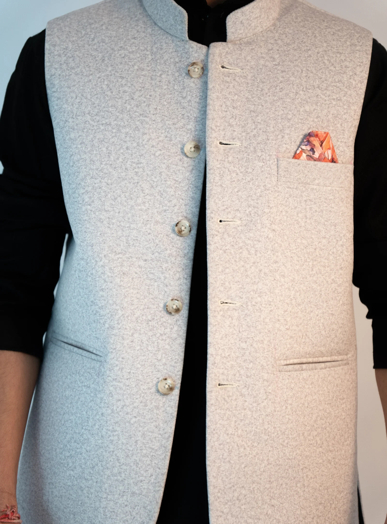 Men's Classic Pahadi Sadri – Ivory Cream