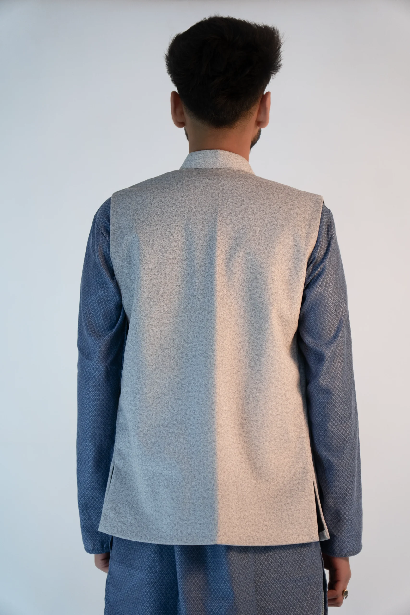 Men’s Contemporary Sadri – Powder White Martin Fabric-3