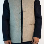 Men’s Elegant Himachali Sadri – Frost White Tweed