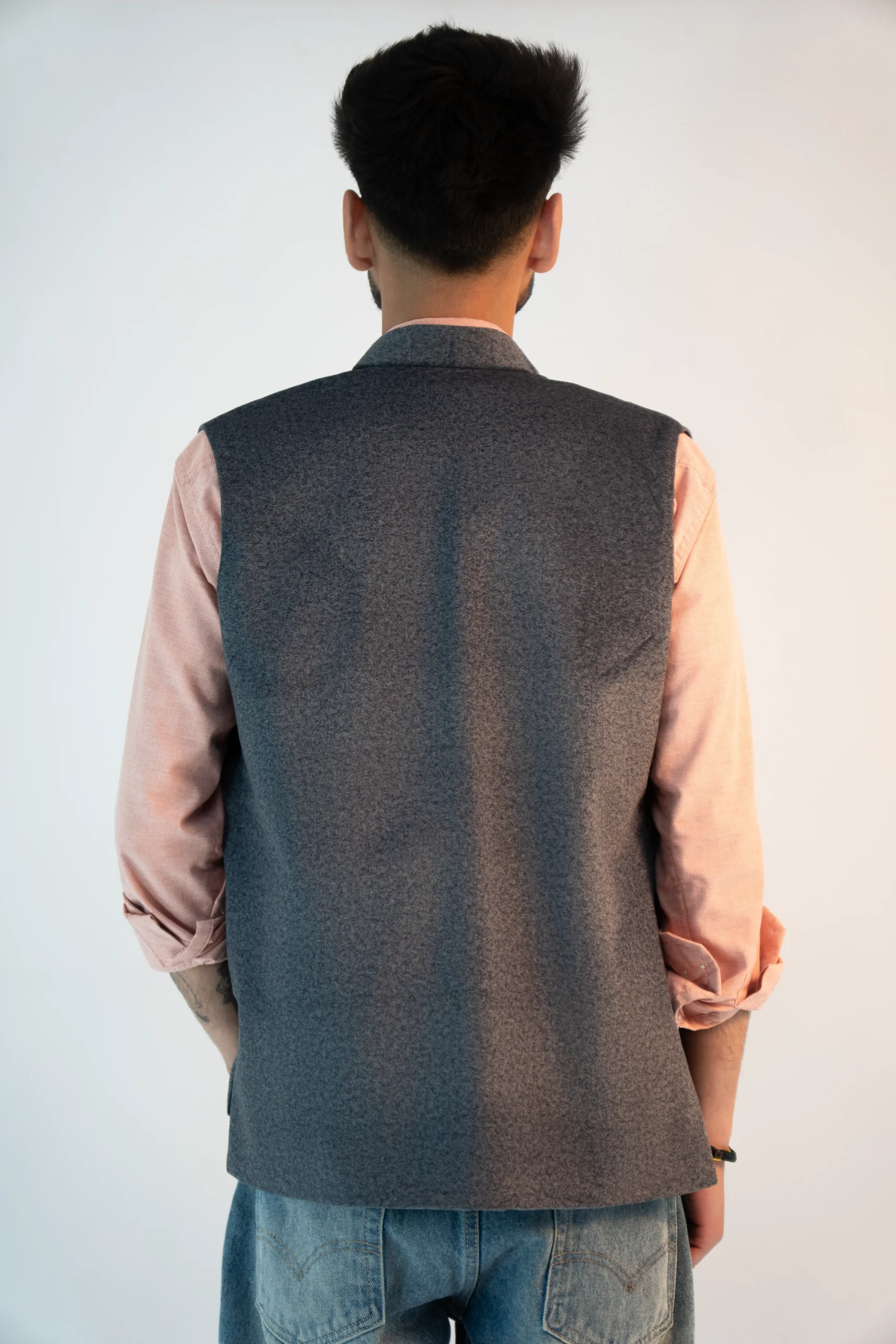 Men’s Elegant Sadri – Frost Blue Martin Fabric-4