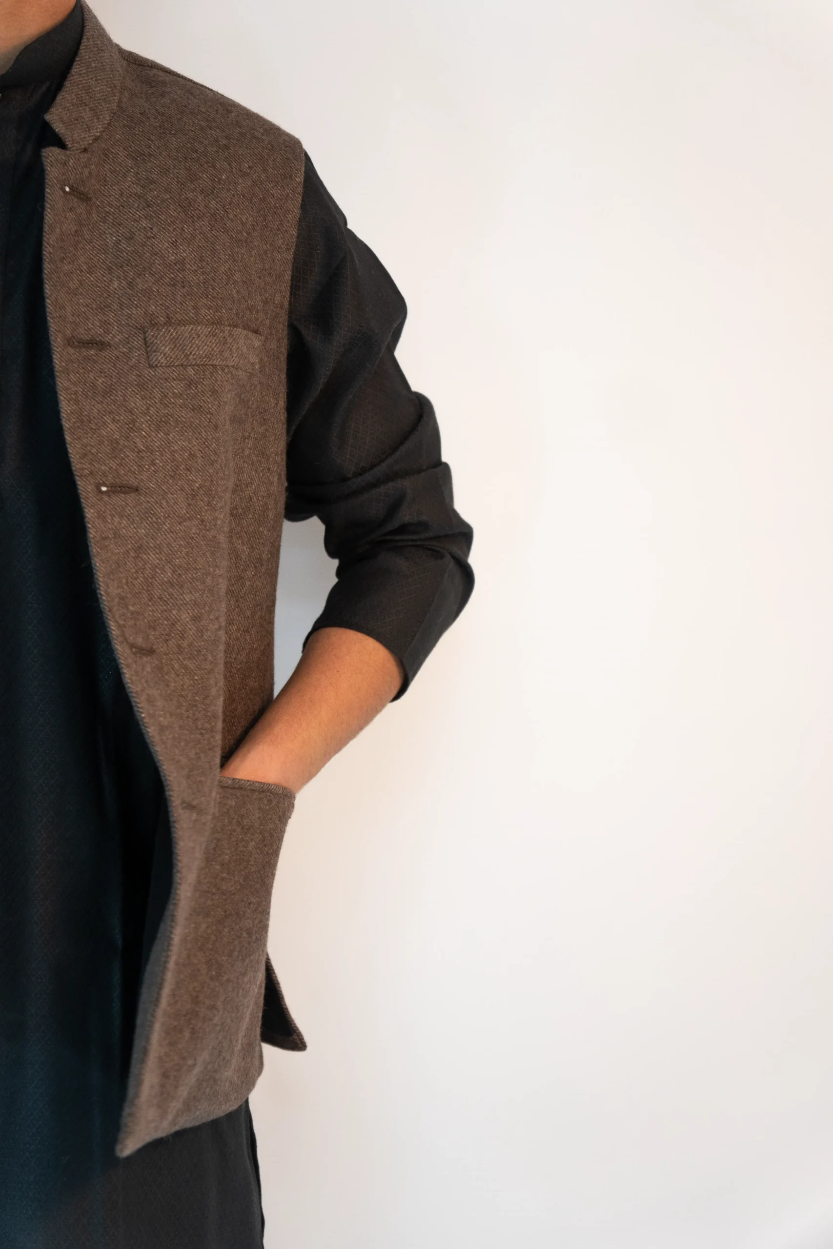 Men's Heritage Himachali Sadri – Walnut Brown-1