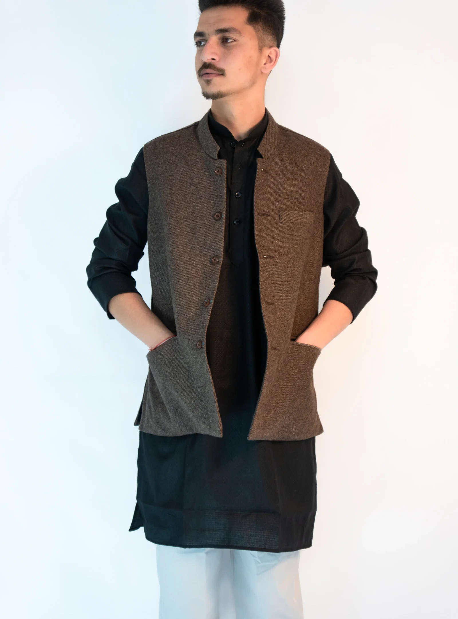 Men's Heritage Himachali Sadri – Walnut Brown