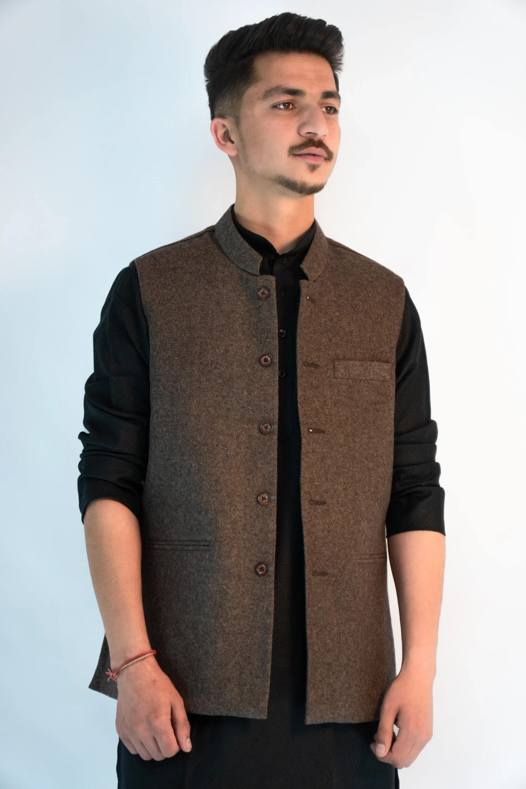 Men's Heritage Himachali Sadri – Walnut Brown-3