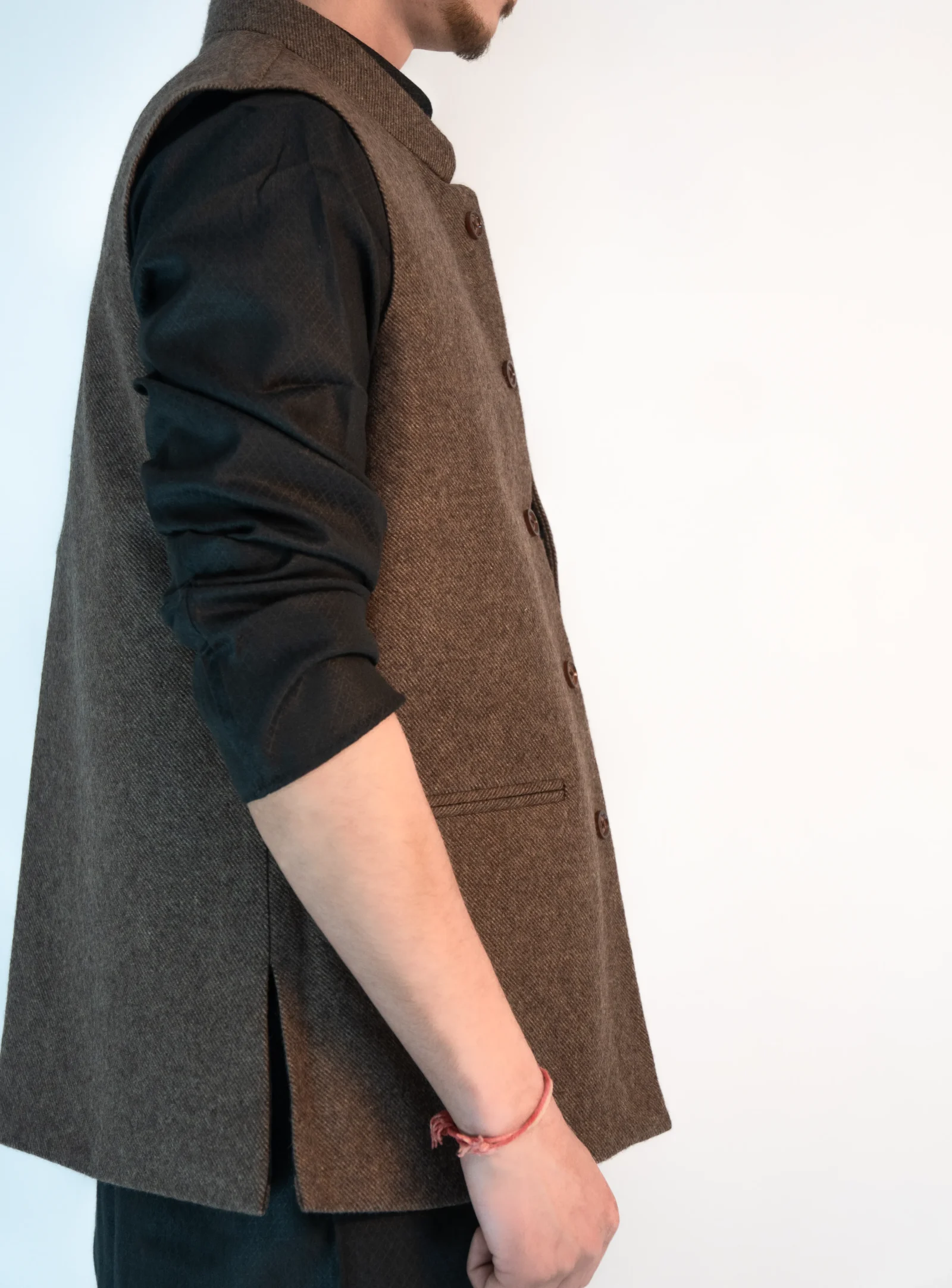 Men's Heritage Himachali Sadri – Walnut Brown