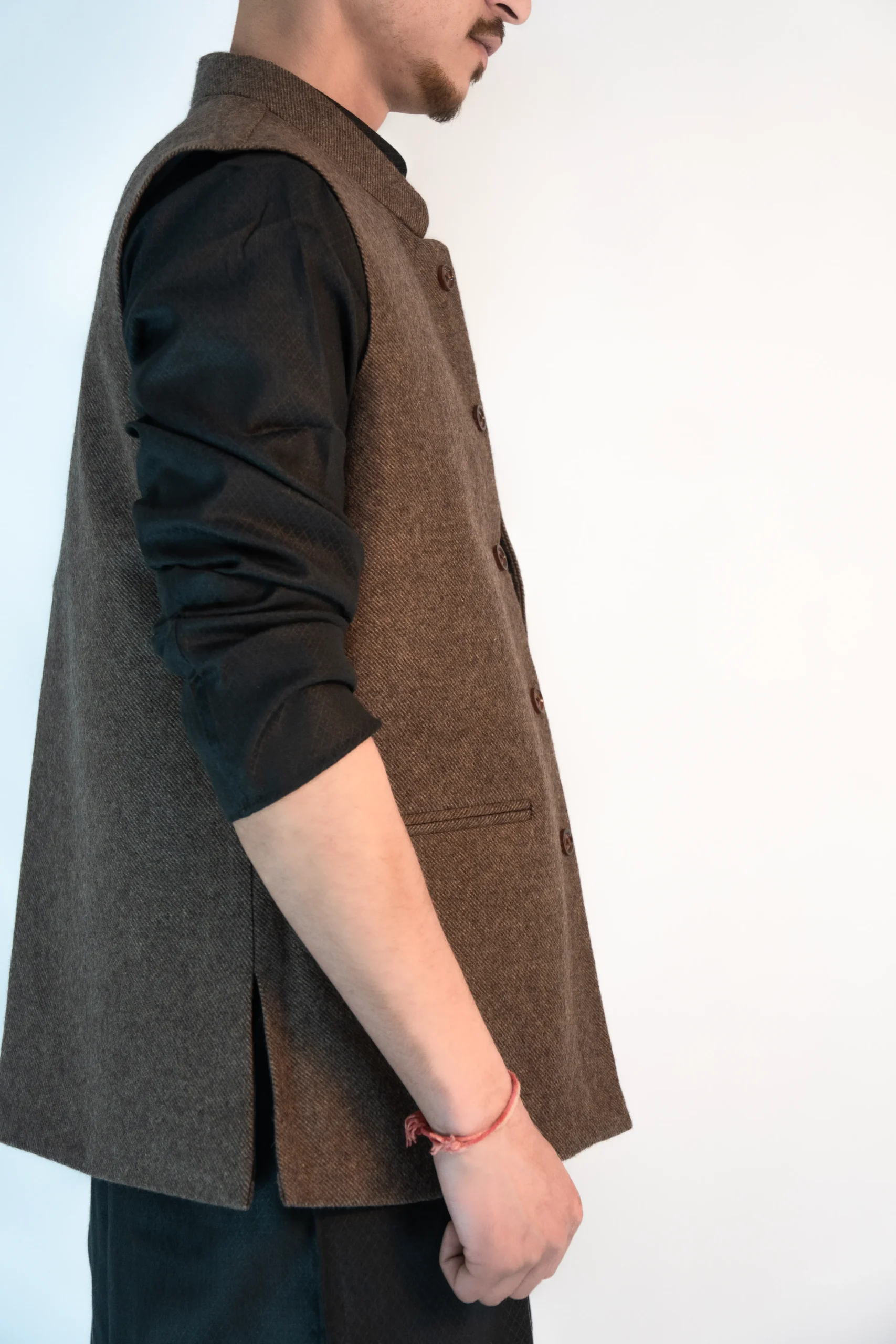 Men's Heritage Himachali Sadri – Walnut Brown-5