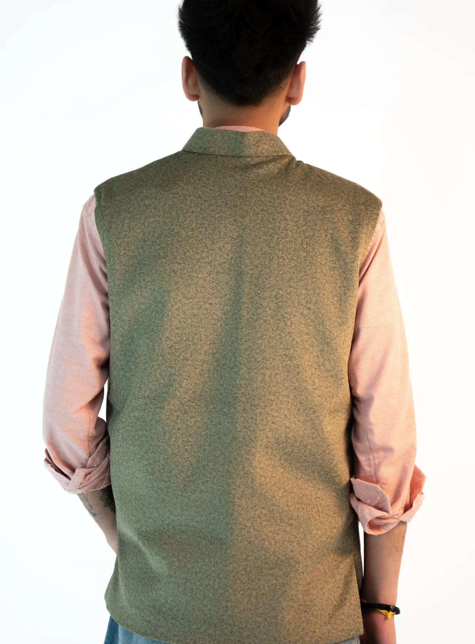 Men’s Himachali Sadri – Olive Moss Martin Fabric