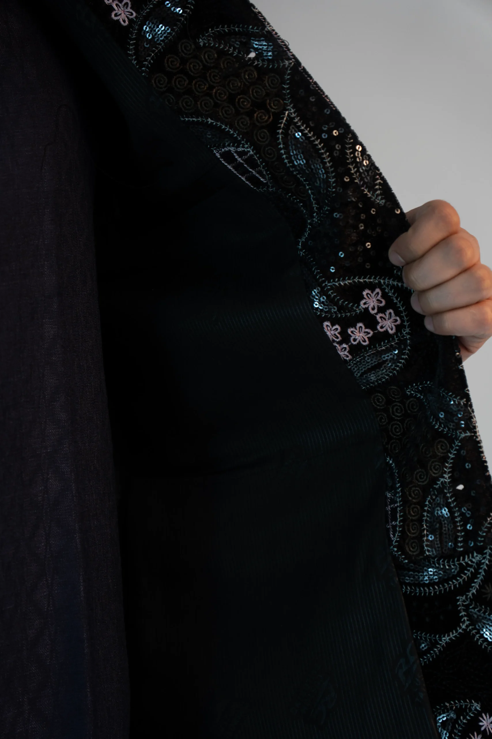 Men's Royal Brocade Sadri – Onyx Black-5