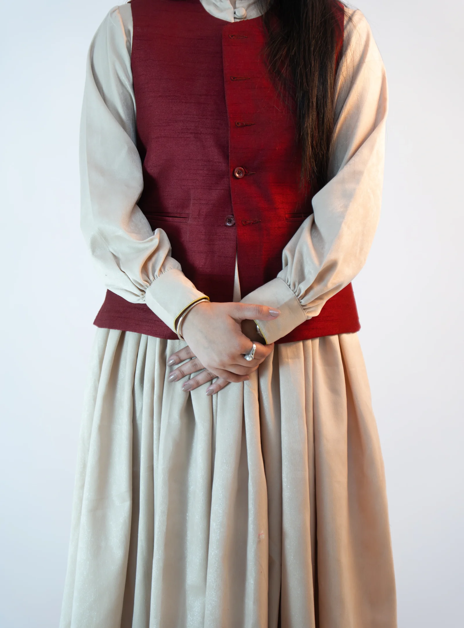 Raw Silk Mehroon Jacket - Dhattu Combo