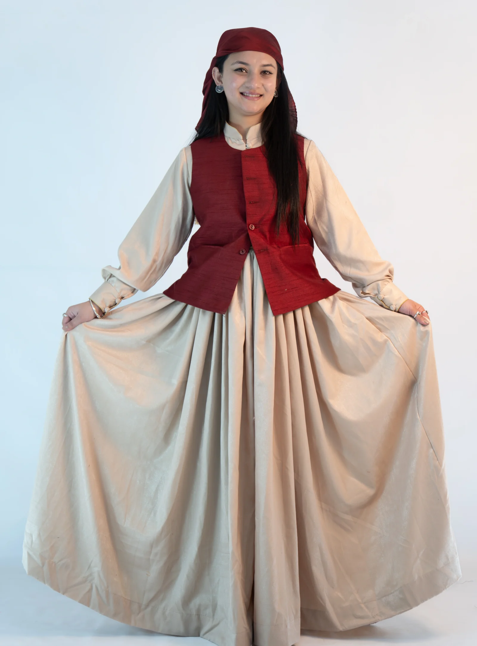 Raw Silk Mehroon Jacket - Dhattu Combo