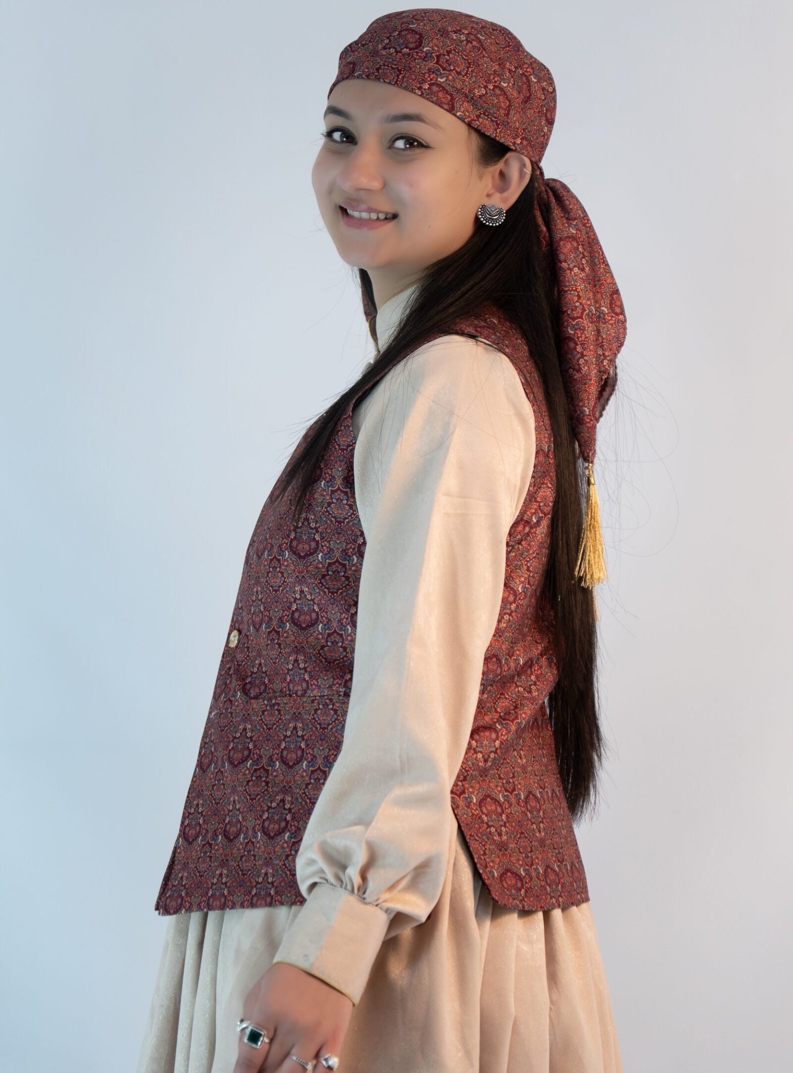 Women Pashmina Maroon Himachal Sadri - Dhattu combo