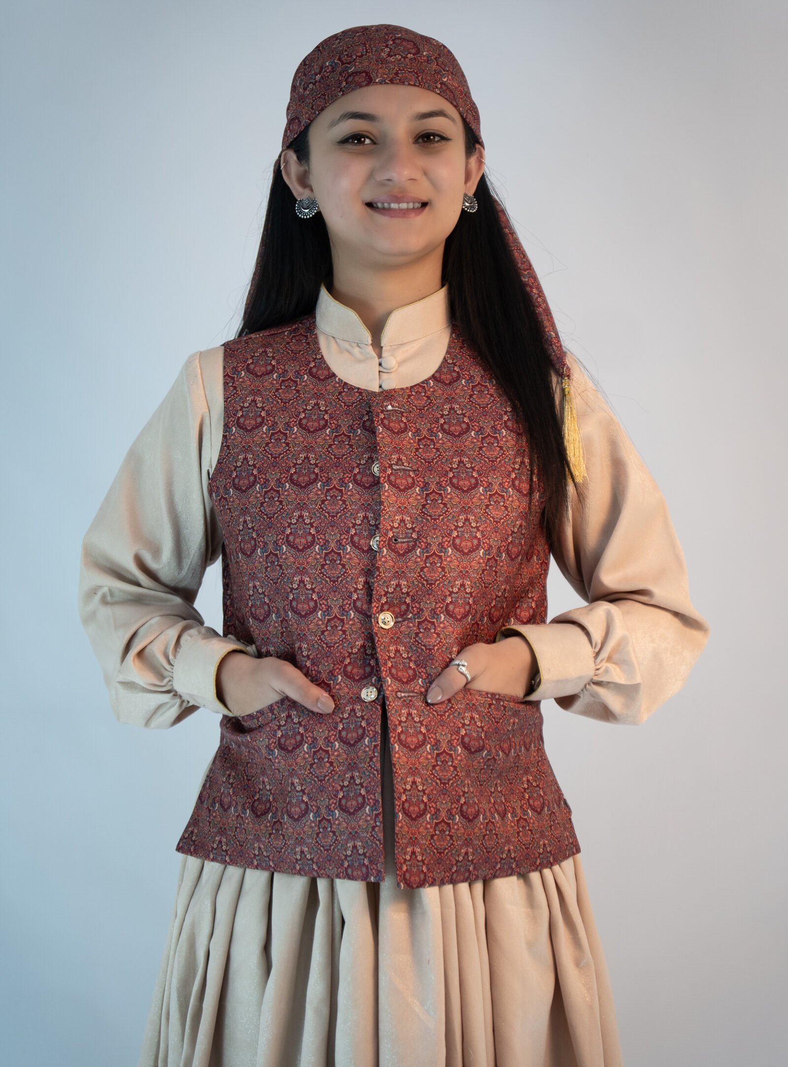 Women Pashmina Maroon Himachal Sadri - Dhattu combo