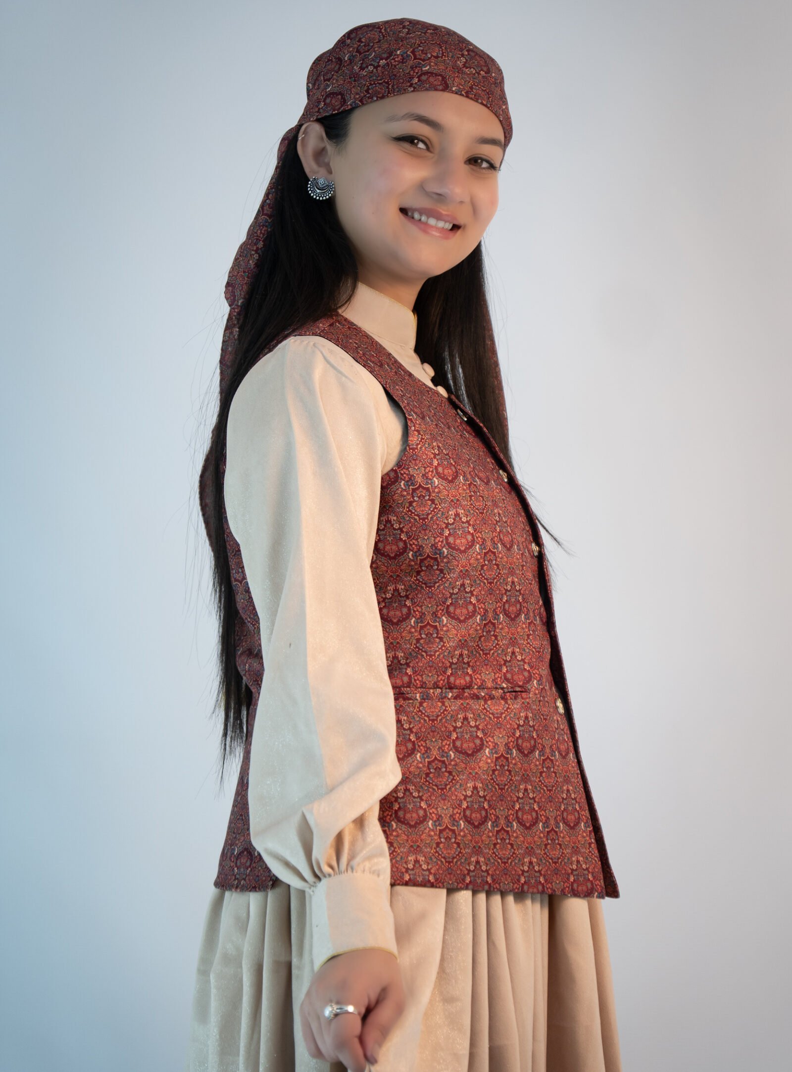 Women Pashmina Maroon Himachal Sadri - Dhattu combo