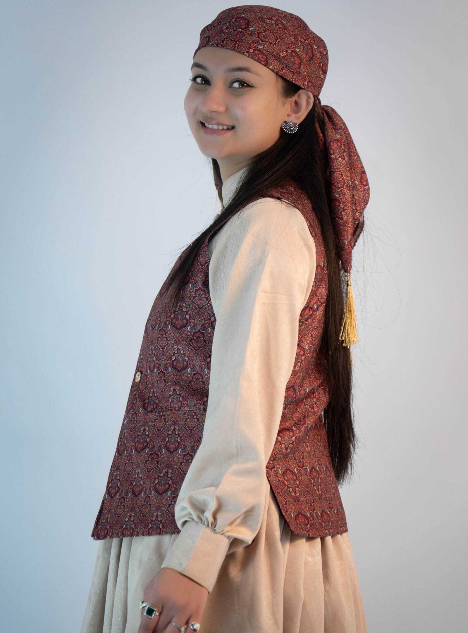 Women Pashmina Maroon Himachal Sadri - Dhattu combo