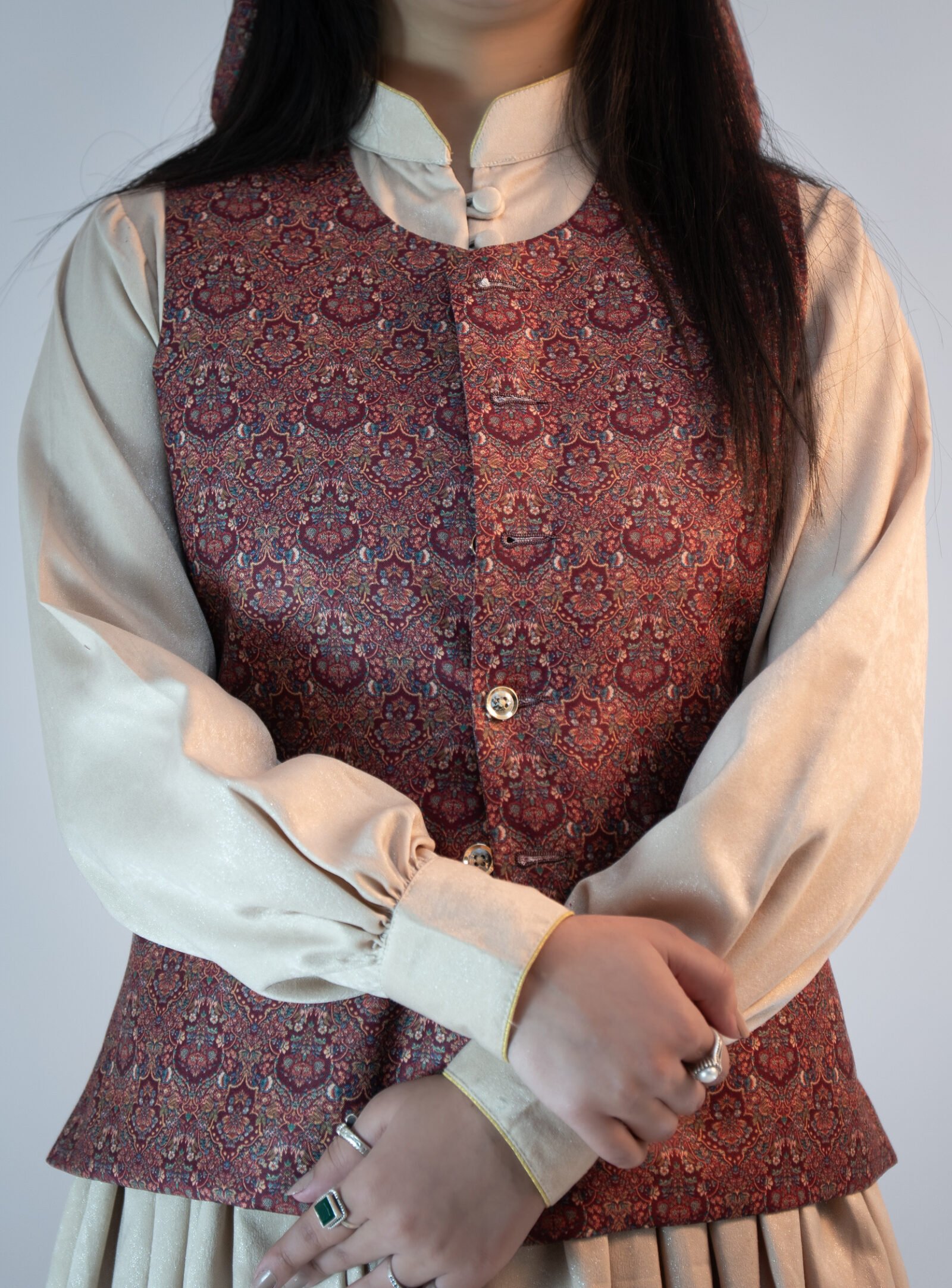 Women Pashmina Maroon Himachal Sadri - Dhattu combo