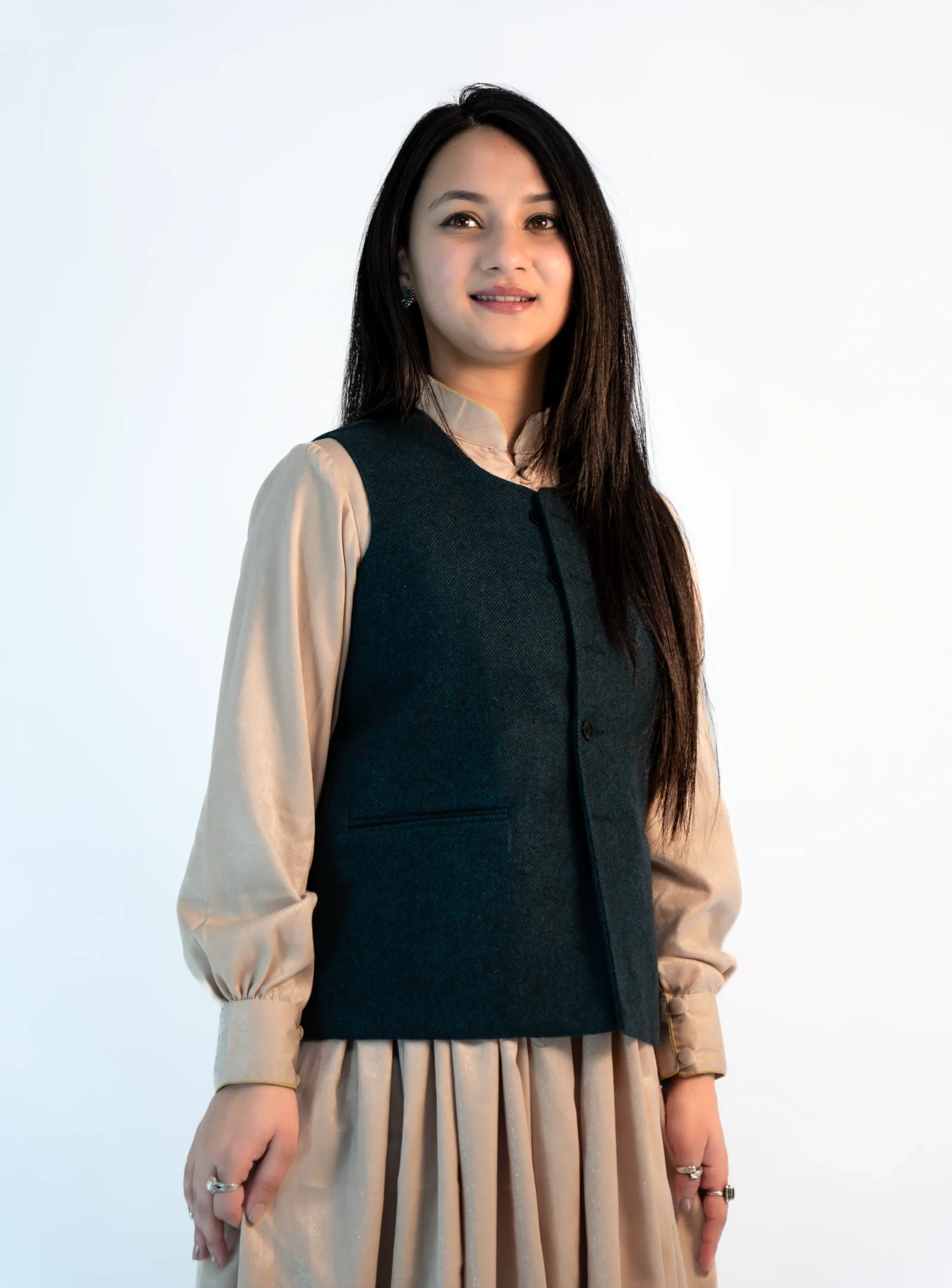 Women’s Blue Tweed Himachali Sadri