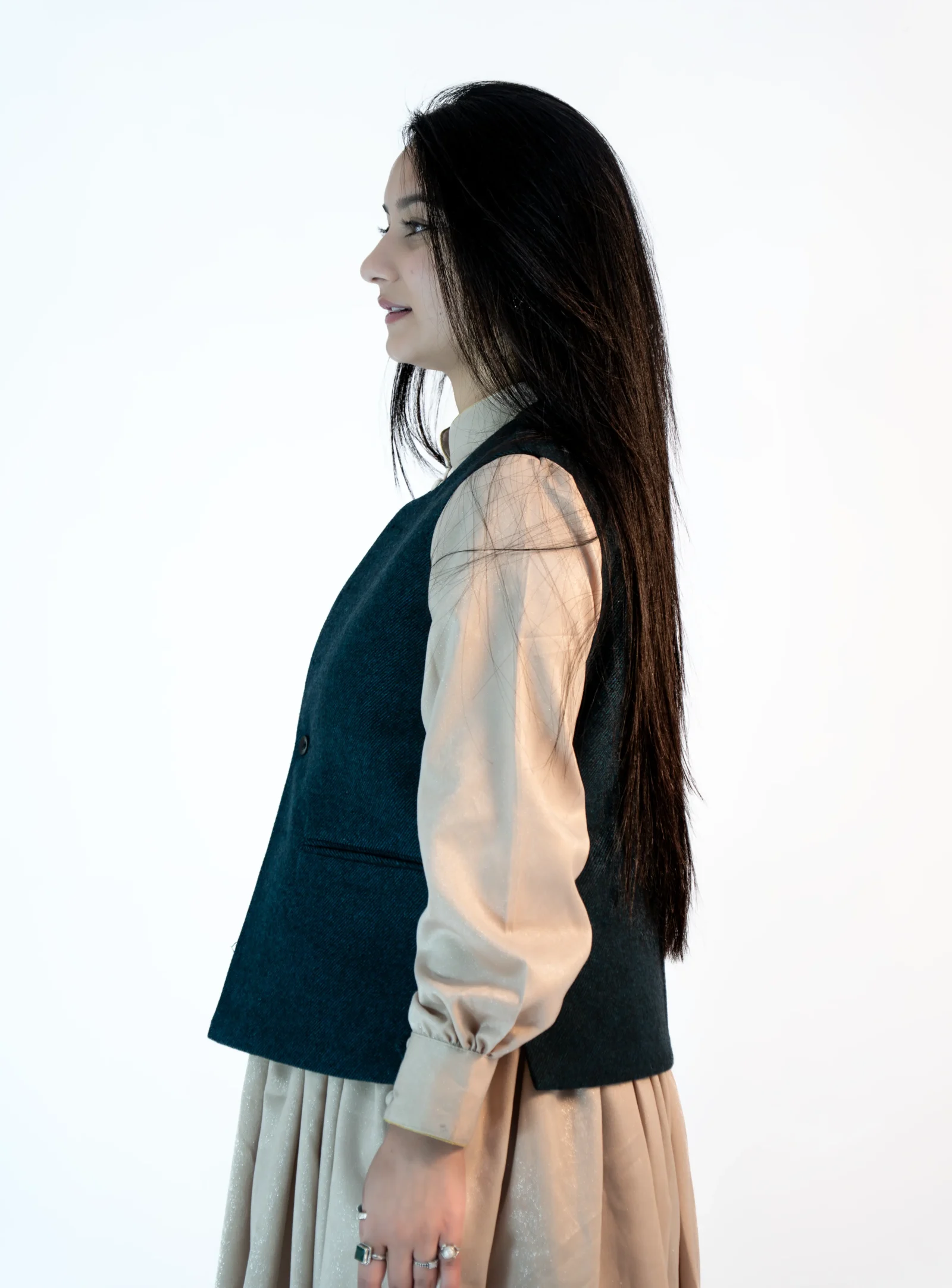 Women’s Blue Tweed Himachali Sadri