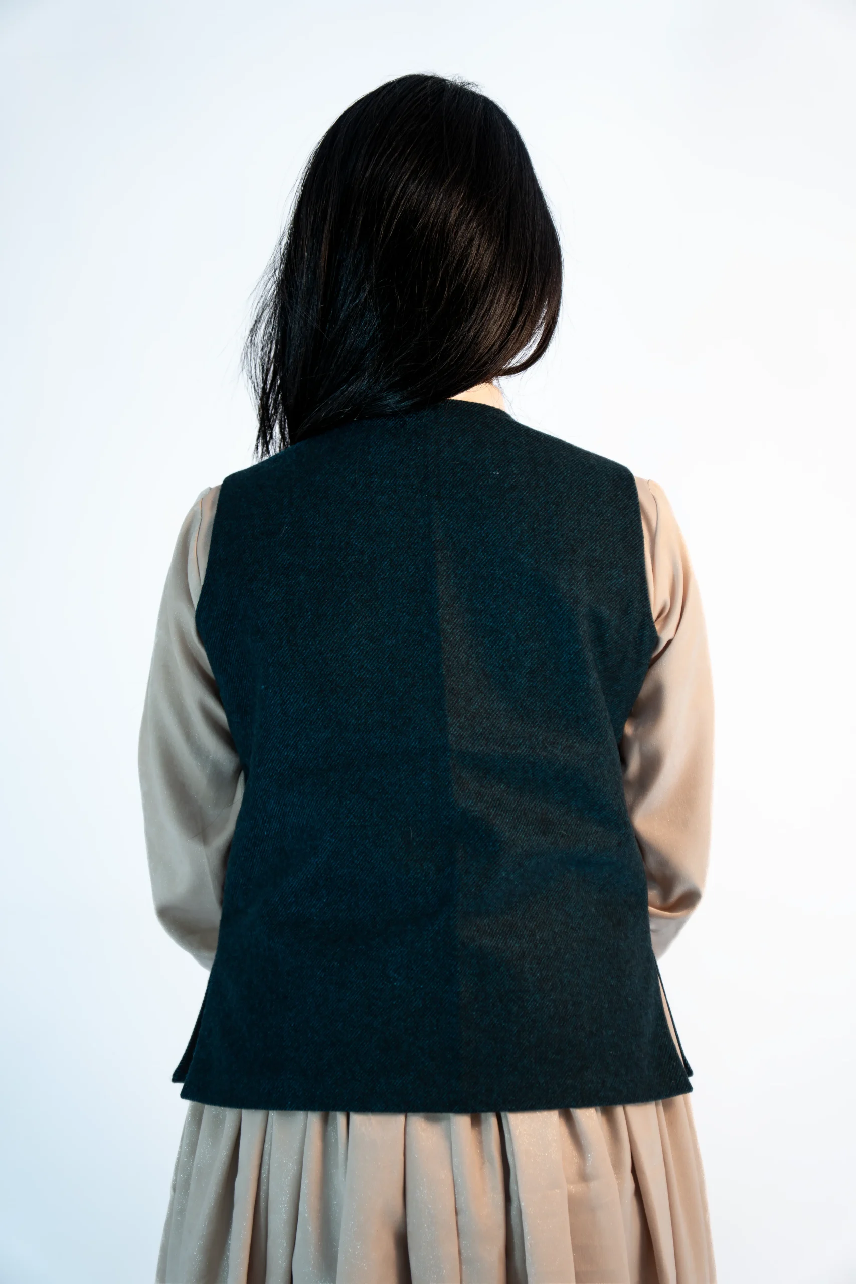 Women’s Blue Tweed Himachali Sadri-3