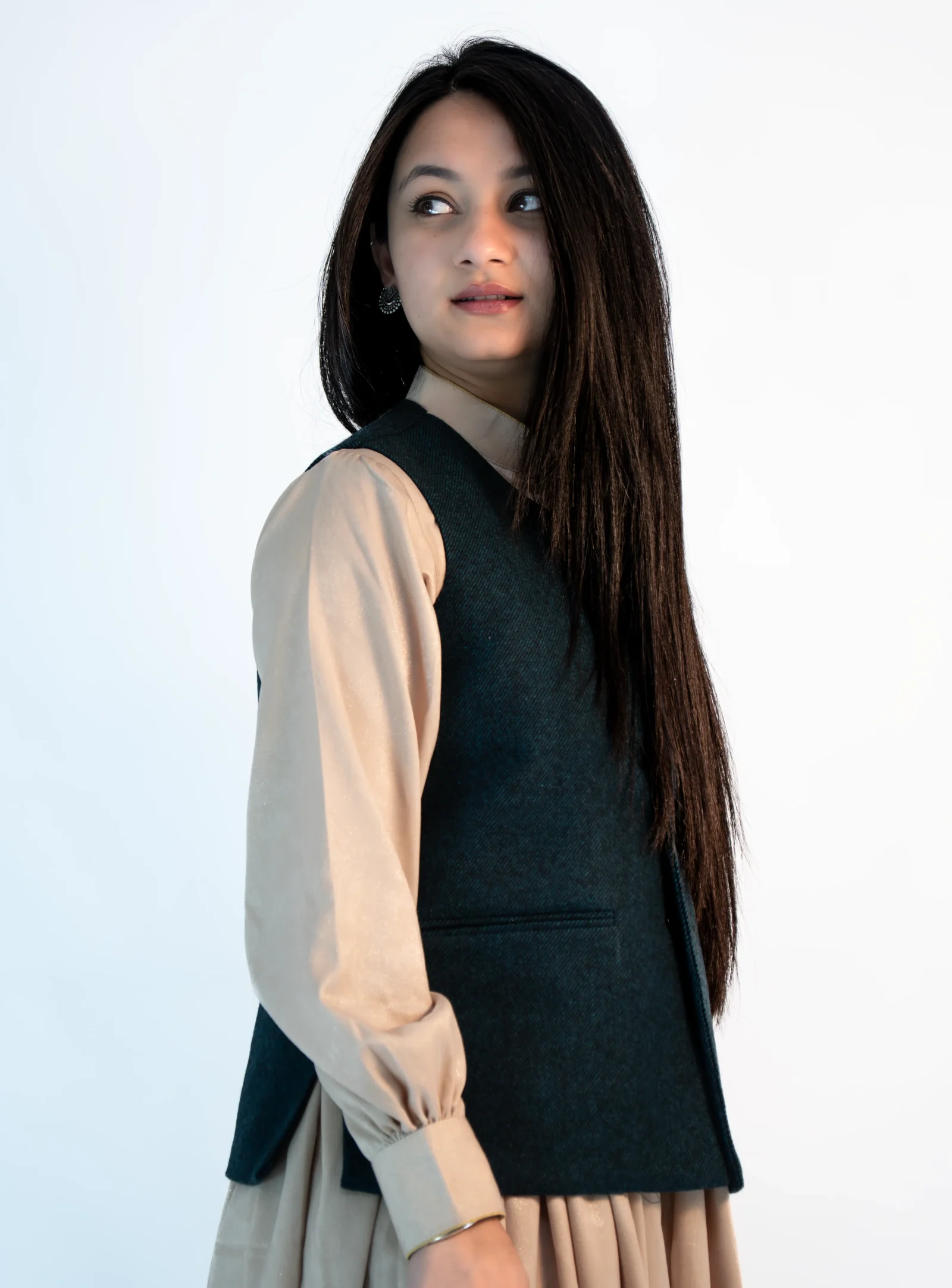 Women’s Blue Tweed Himachali Sadri