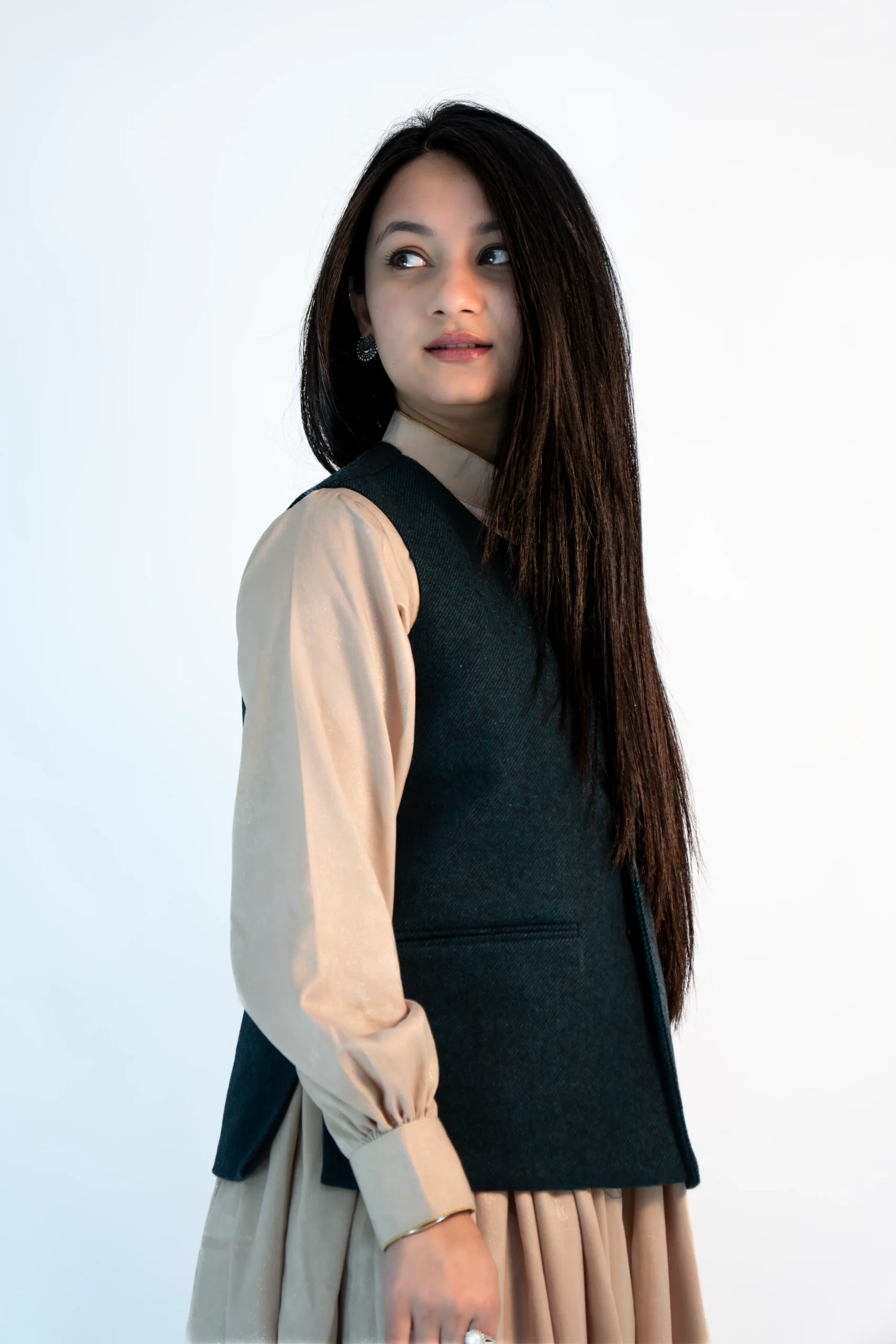 Women’s Blue Tweed Himachali Sadri-4