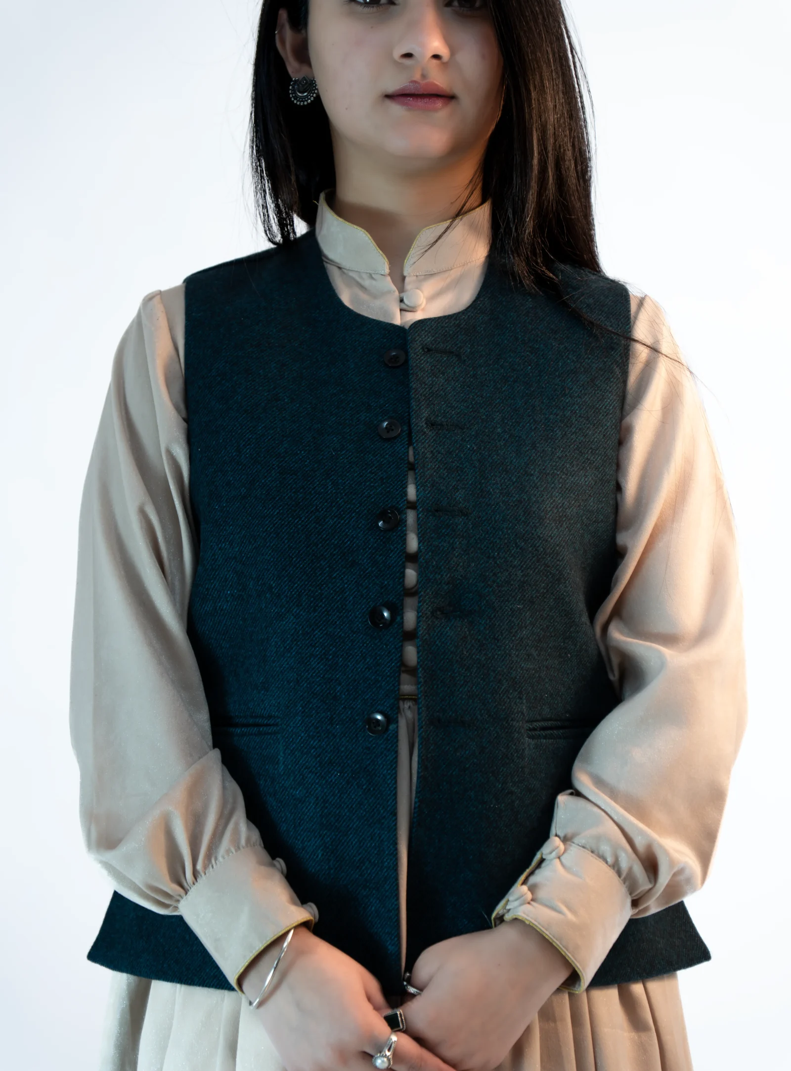 Women’s Blue Tweed Himachali Sadri