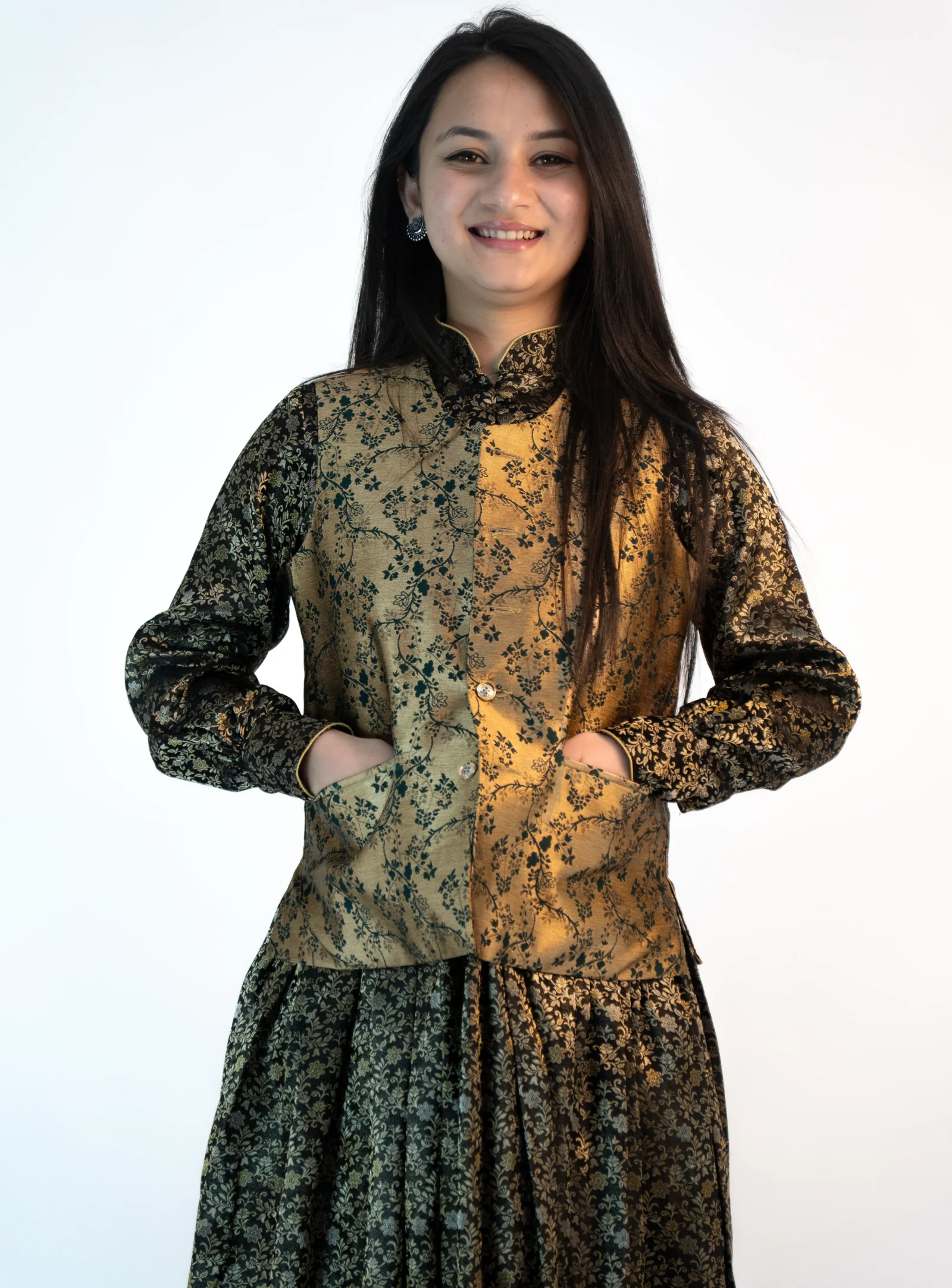 Women’s Festive Brocade Sadri – Antique Gold