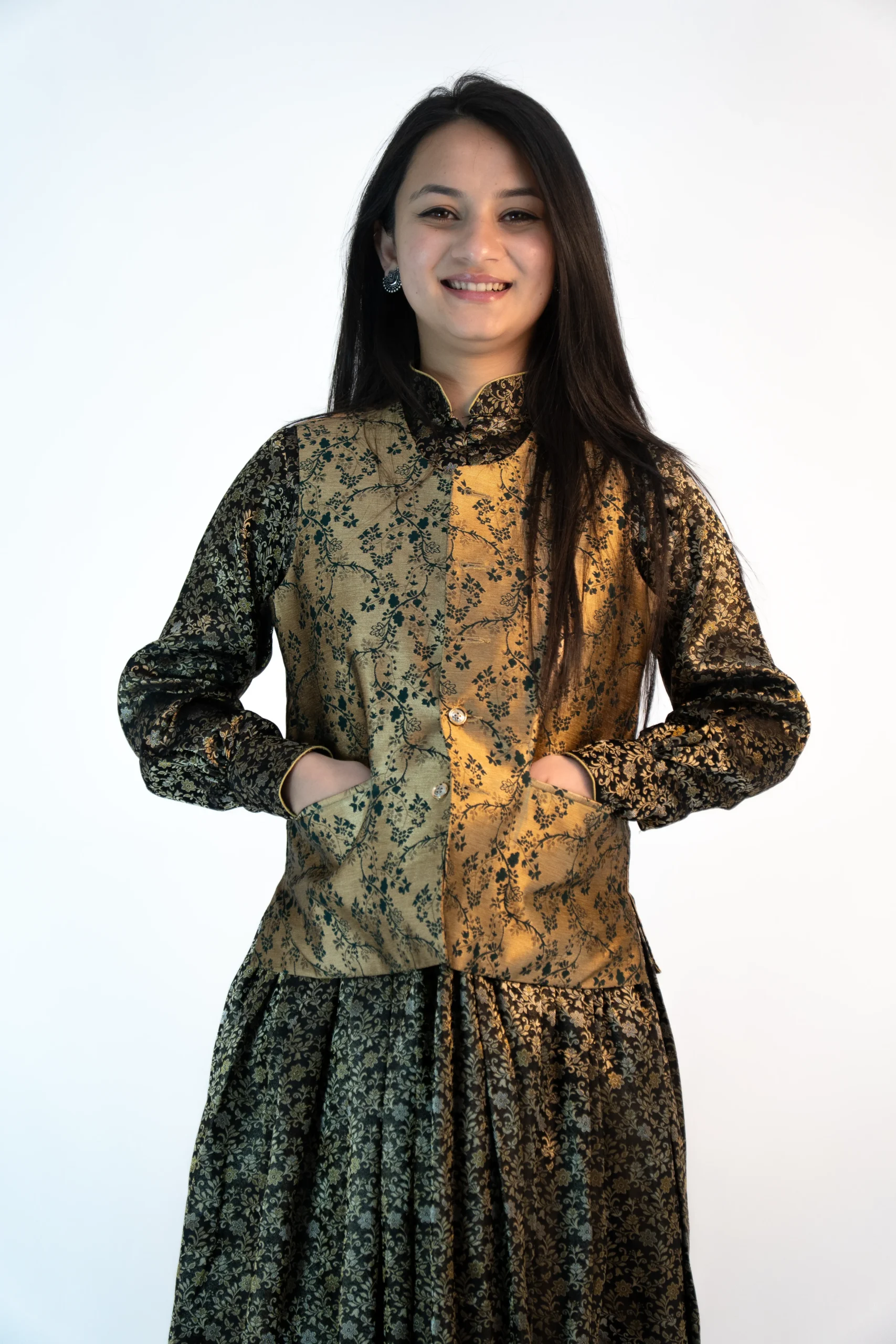 Women’s Festive Brocade Sadri – Antique Gold-1