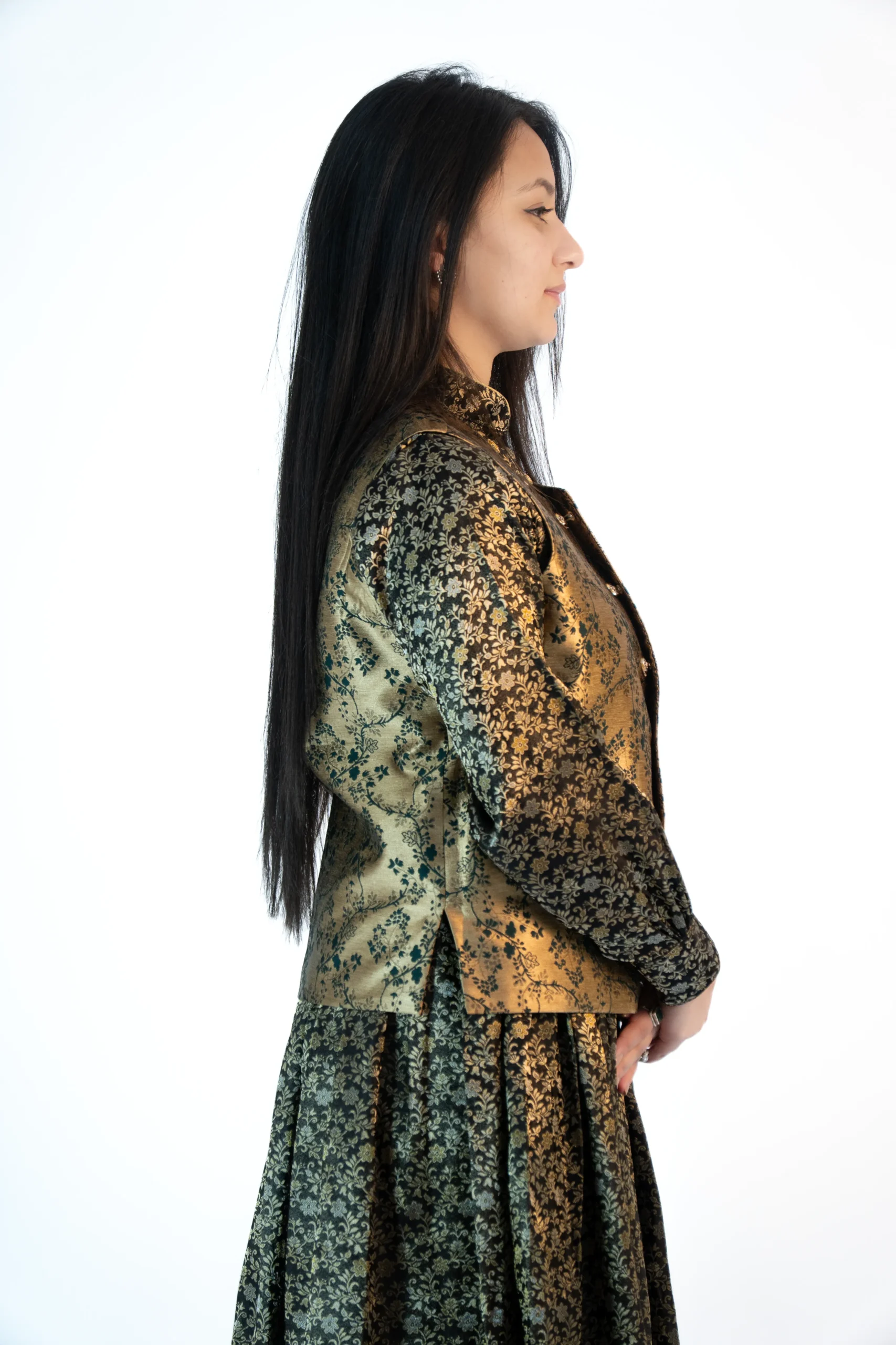 Women’s Festive Brocade Sadri – Antique Gold-2