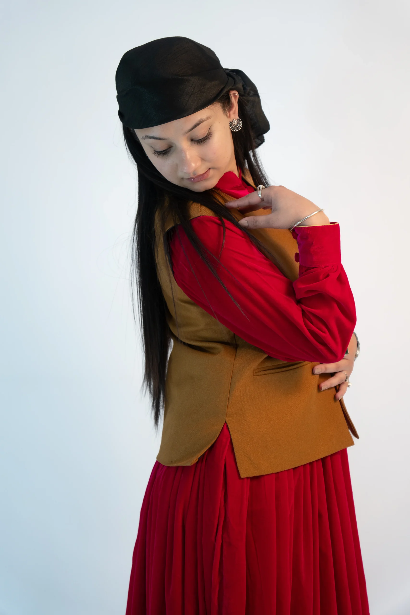 Women’s Plain Pashmina Sadri – Caramel Mustard Classic-1