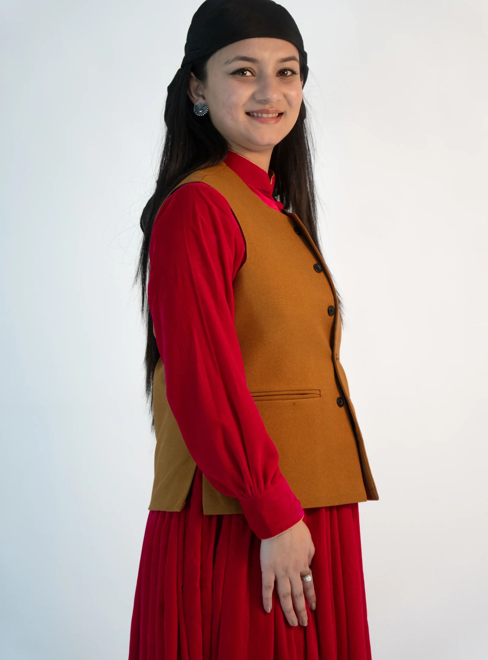 Women’s Plain Pashmina Sadri – Caramel Mustard Classic