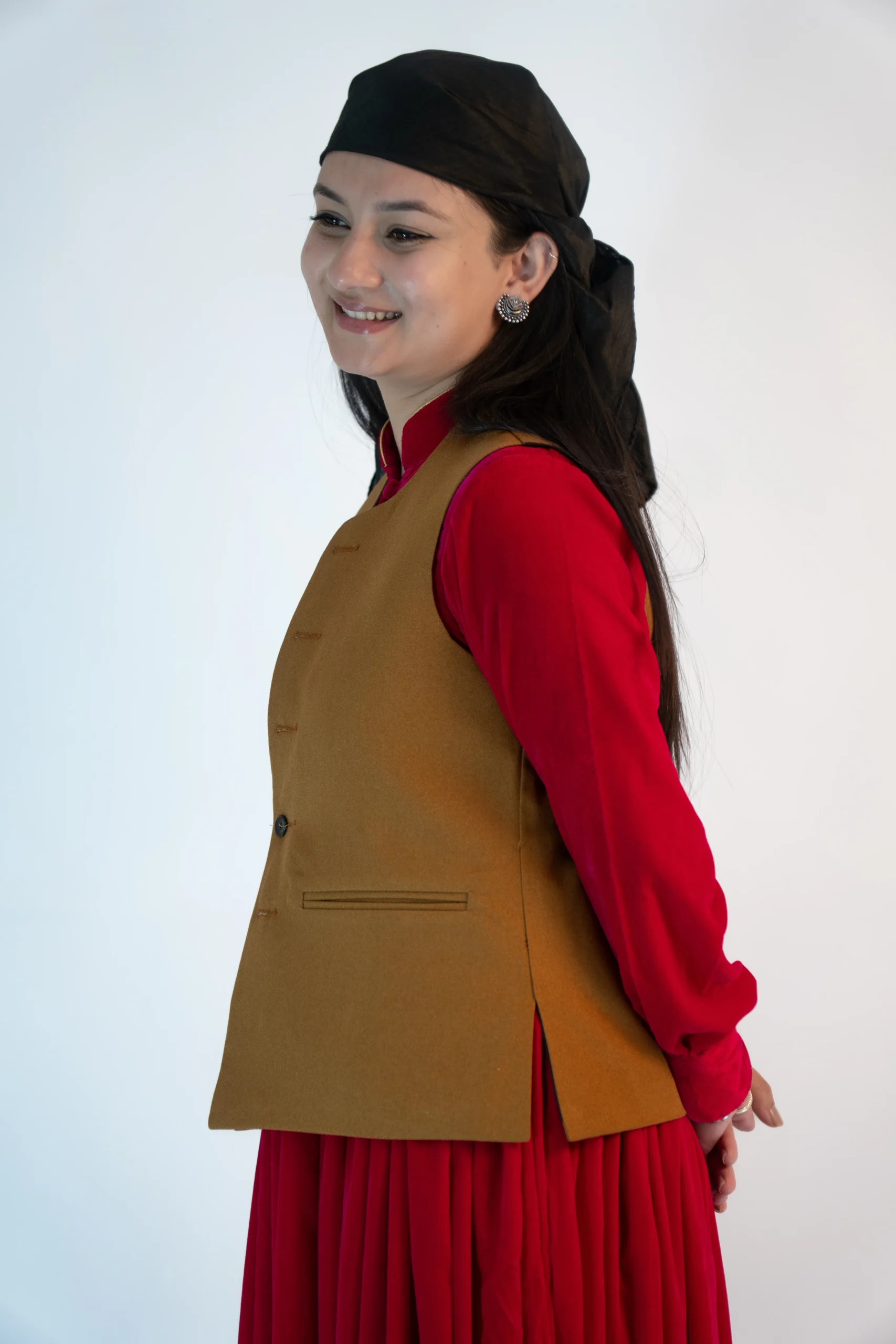 Women’s Plain Pashmina Sadri – Caramel Mustard Classic-5