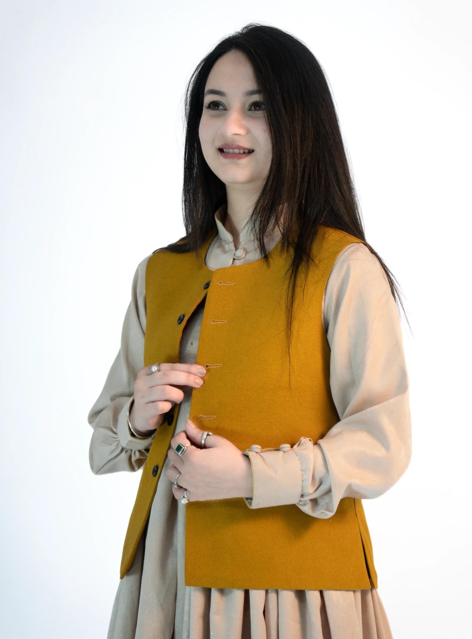 Women’s Plain Pashmina Sadri – Caramel Yellow