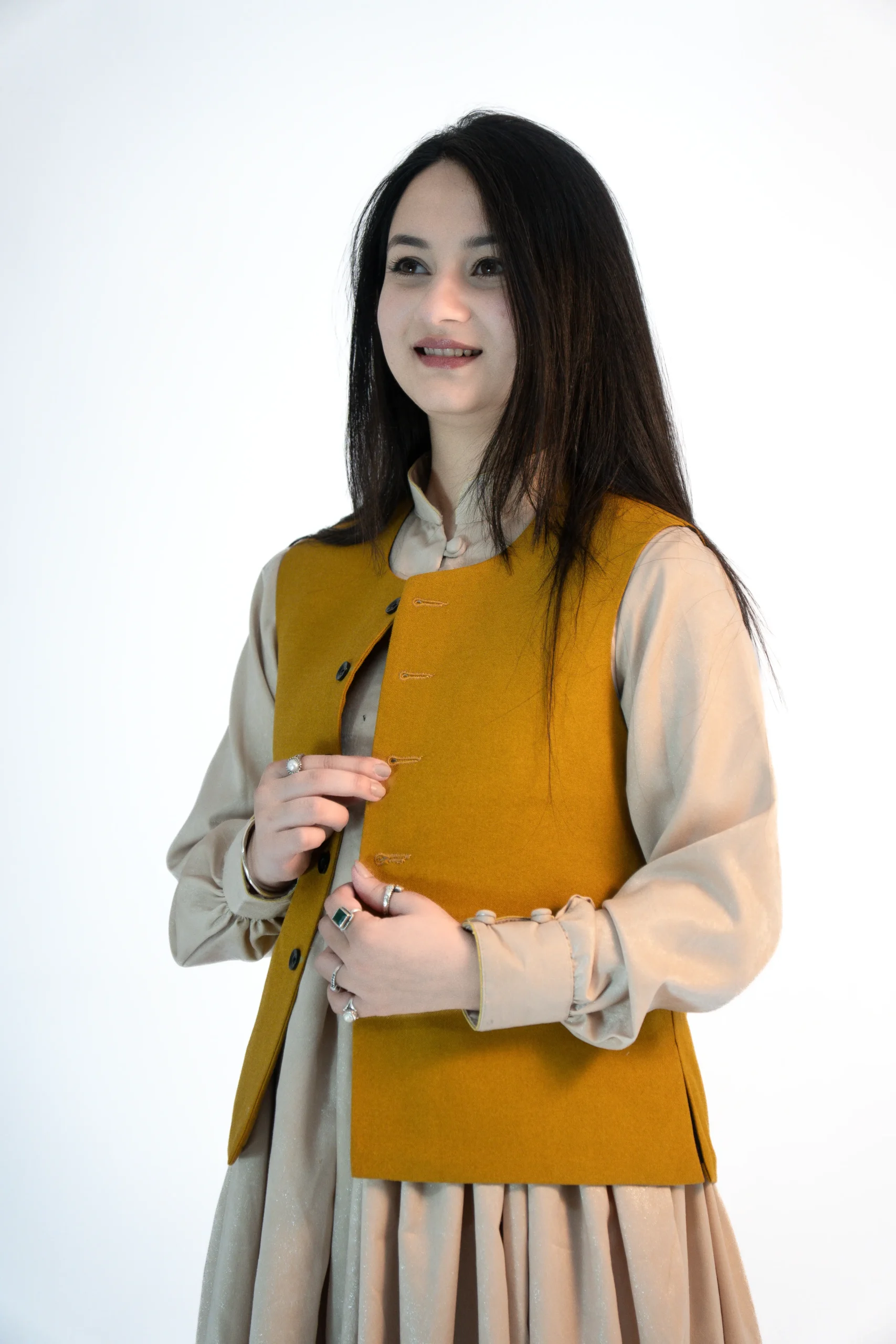 Women’s Plain Pashmina Sadri – Caramel Yellow -3