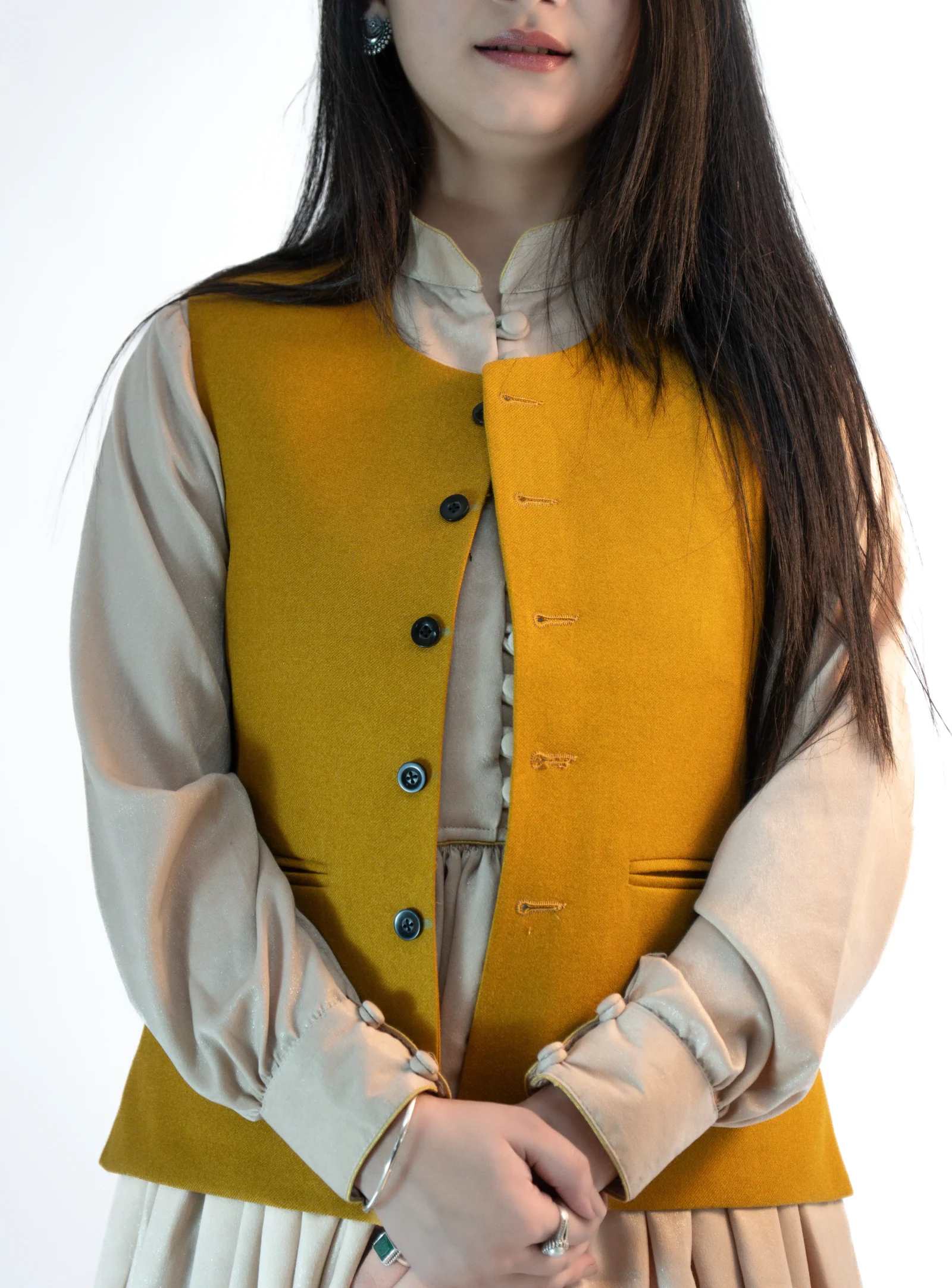 Women’s Plain Pashmina Sadri – Caramel Yellow