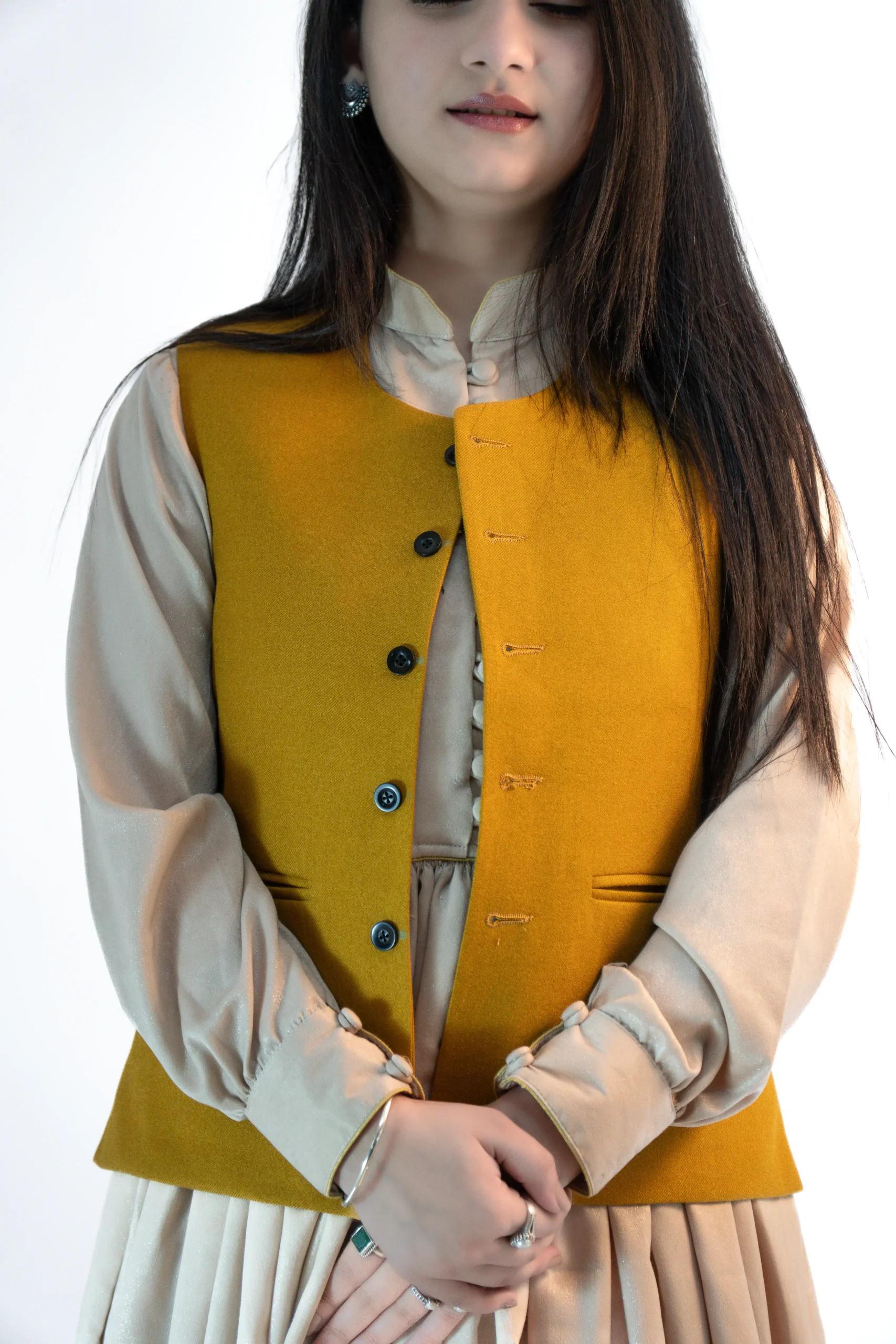 Women’s Plain Pashmina Sadri – Caramel Yellow -4