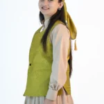 Women’s Raw Silk Sadri & Dhattu Set – Neon Green