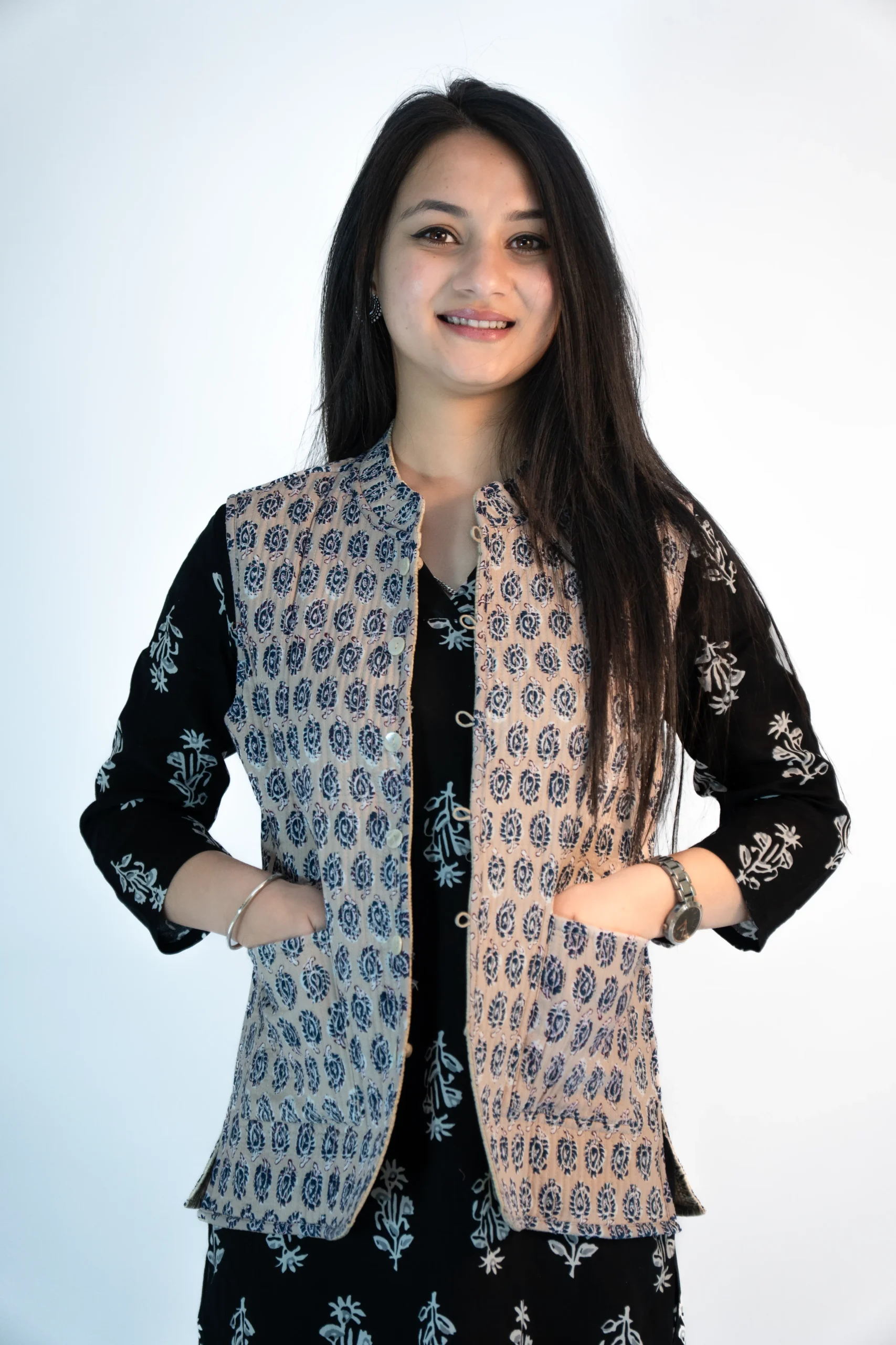 Women’s Reversible Silk Sadri -3